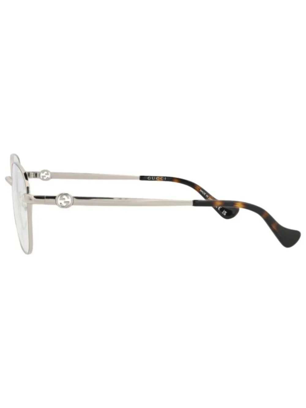 New Gucci Women's Eyeglasses Round Oval Metal Frame Silver Silver Transparent